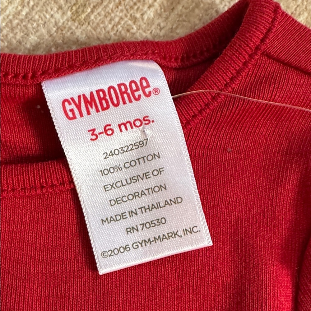 Gymboree Red Long Sleeve Top with Crocheted Snowman Baby size 3-6M NWT - Picture 2 of 7